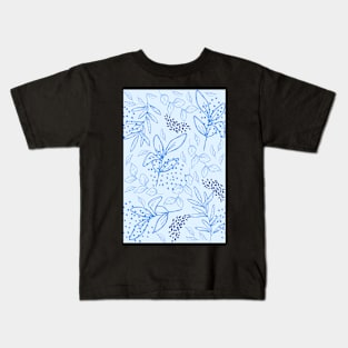 Light Blue leaves pattern Kids T-Shirt